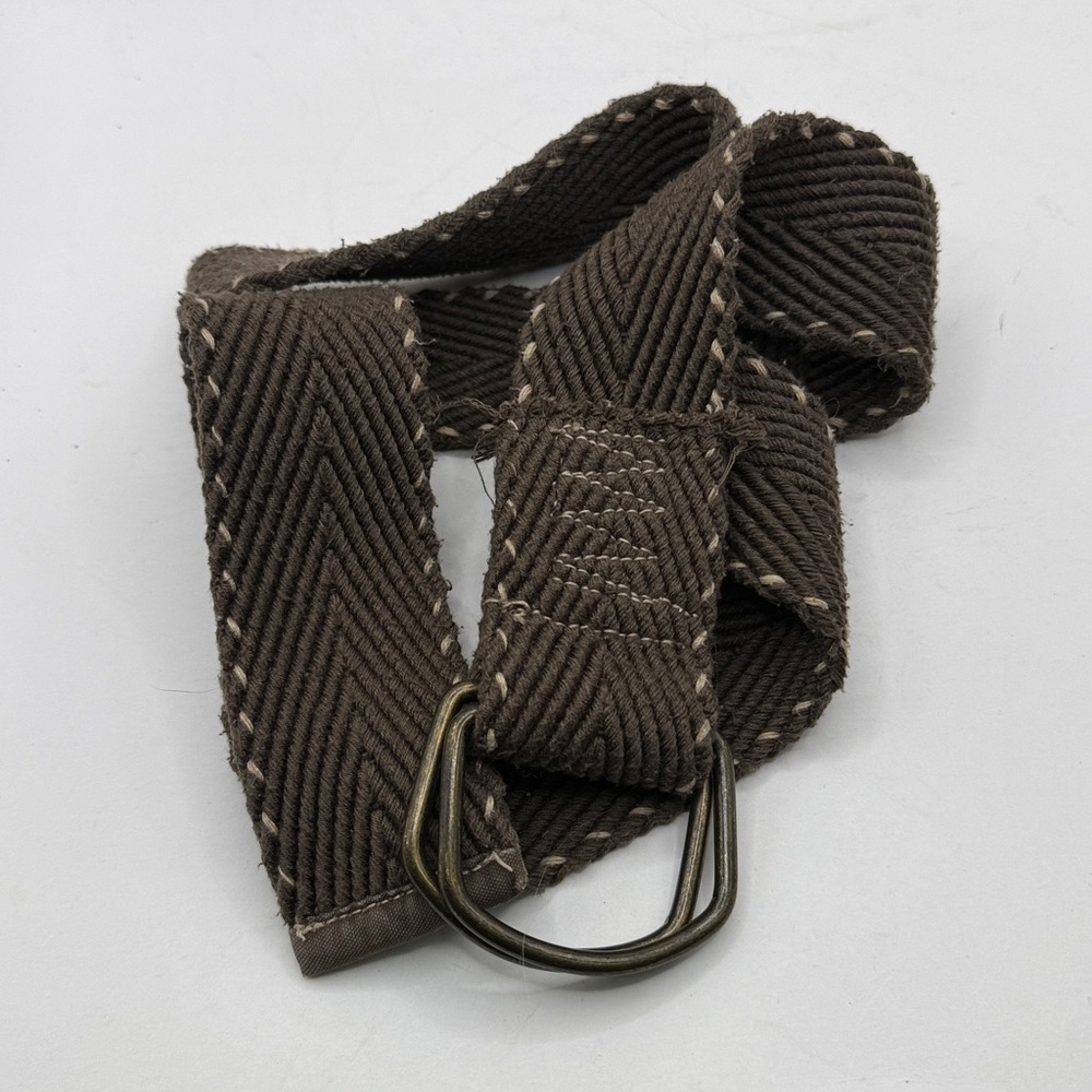 Brown Woven Canvas D Ring Belt Casual Boho Utility Waist Belt - Picture 6 of 9